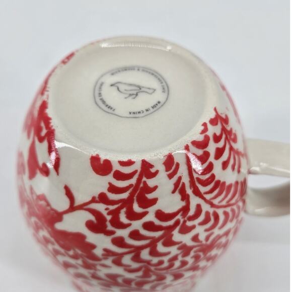 Anthropologie Monogram Initial "F" Homegrown Whimsical Floral Red Mug 14oz - Picture 6 of 10
